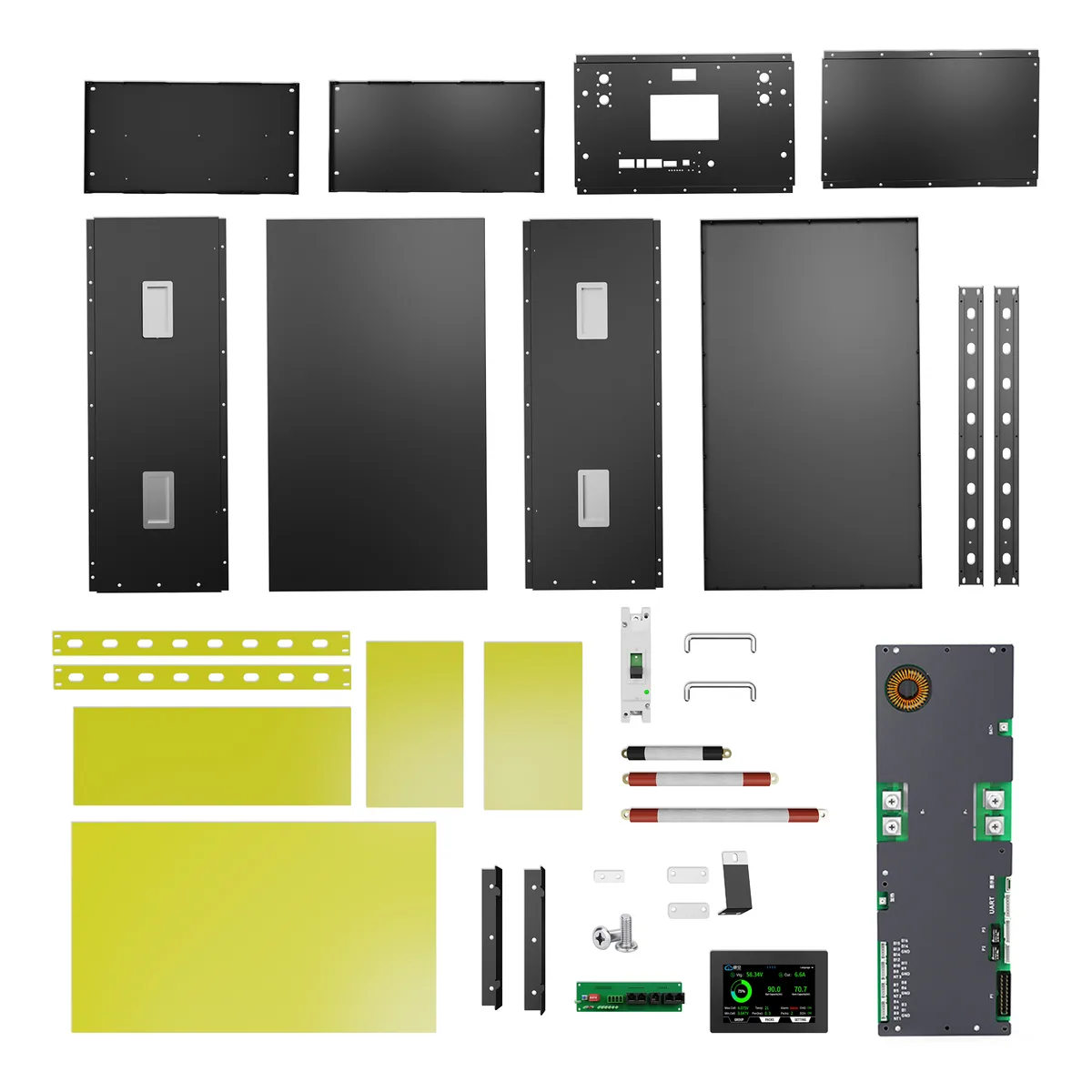 SSLBATT LiFePO4 prismatic cell accessories – busbars, insulation and compression fixtures
